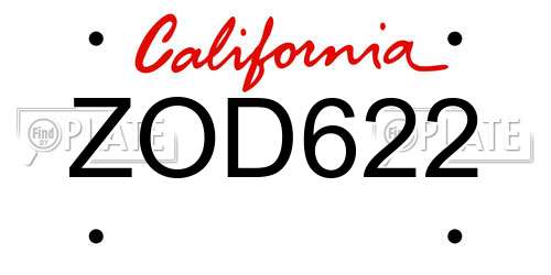 ZOD622 California License Plate