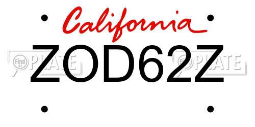 ZOD62Z California License Plate