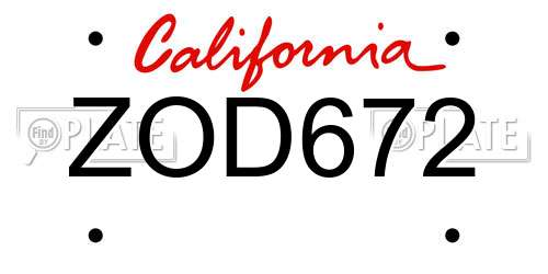 ZOD672 California License Plate