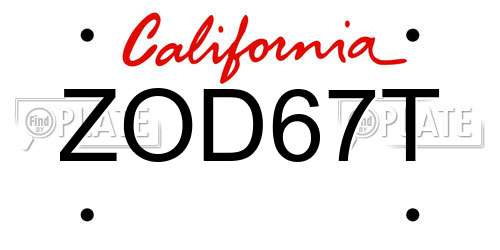 ZOD67T California License Plate