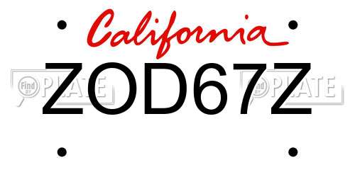 ZOD67Z California License Plate