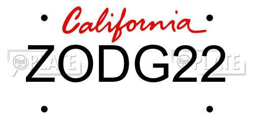 ZODG22 California License Plate