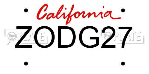 ZODG27 California License Plate