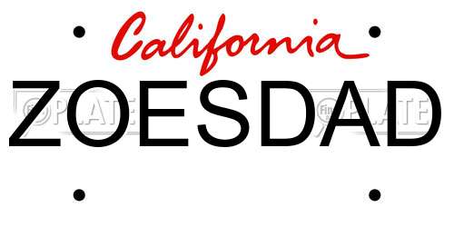ZOESDAD California License Plate