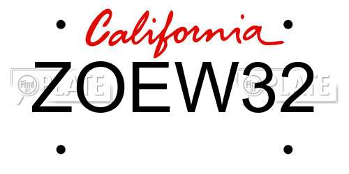 ZOEW32 California License Plate