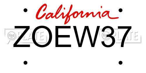 ZOEW37 California License Plate