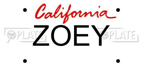 ZOEY California License Plate