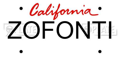 ZOFONTI California License Plate