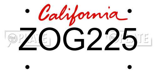 ZOG225 California License Plate