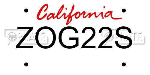 ZOG22S California License Plate