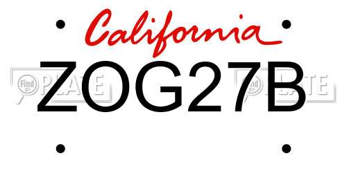 ZOG27B California License Plate
