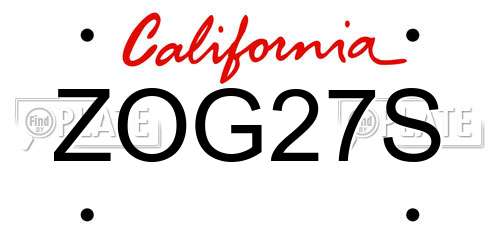 ZOG27S California License Plate