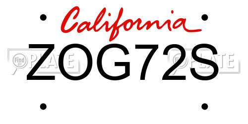 ZOG72S California License Plate