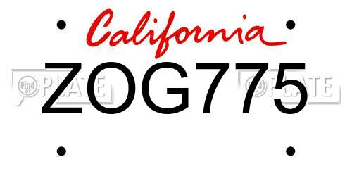 ZOG775 California License Plate