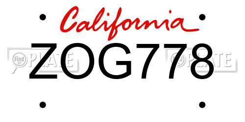 ZOG778 California License Plate