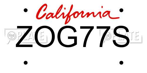 ZOG77S California License Plate