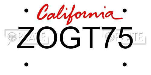 ZOGT75 California License Plate