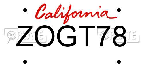 ZOGT78 California License Plate
