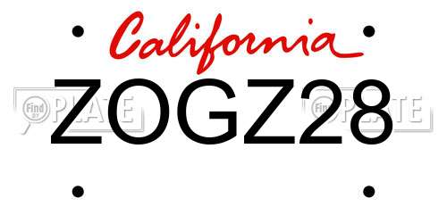 ZOGZ28 California License Plate