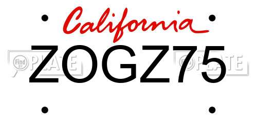 ZOGZ75 California License Plate