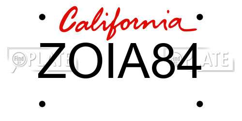 ZOIA84 California License Plate