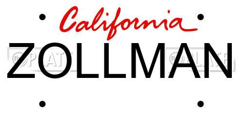 ZOLLMAN California License Plate