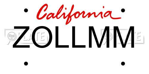 ZOLLMM California License Plate