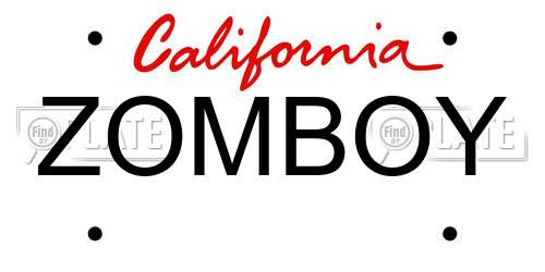 ZOMBOY California License Plate
