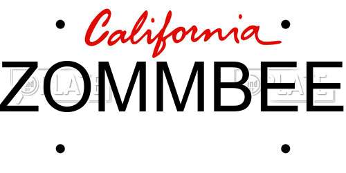 ZOMMBEE California License Plate