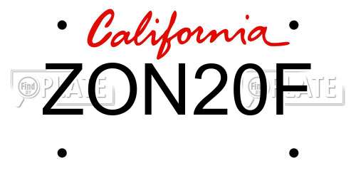 ZON20F California License Plate