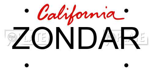 ZONDAR California License Plate
