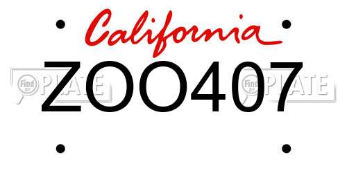 ZOO407 California License Plate