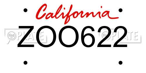 ZOO622 California License Plate