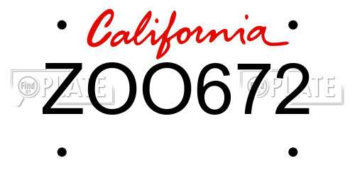 ZOO672 California License Plate