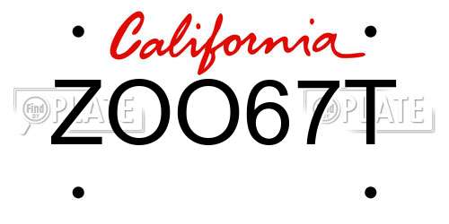 ZOO67T California License Plate
