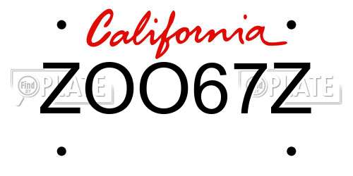 ZOO67Z California License Plate