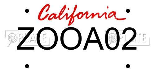 ZOOA02 California License Plate