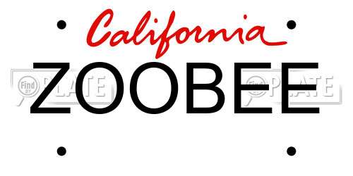 ZOOBEE California License Plate