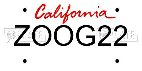 ZOOG22 California License Plate