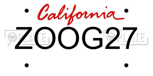 ZOOG27 California License Plate