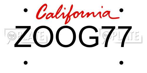 ZOOG77 California License Plate