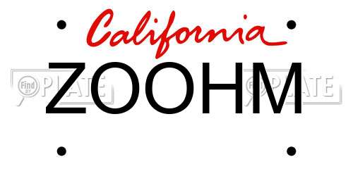 ZOOHM California License Plate