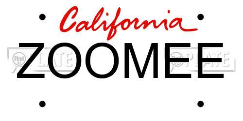 ZOOMEE California License Plate