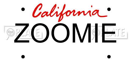 ZOOMIE California License Plate
