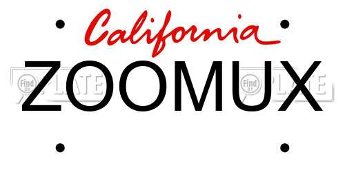ZOOMUX California License Plate
