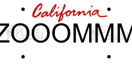 ZOOOMMM California License Plate