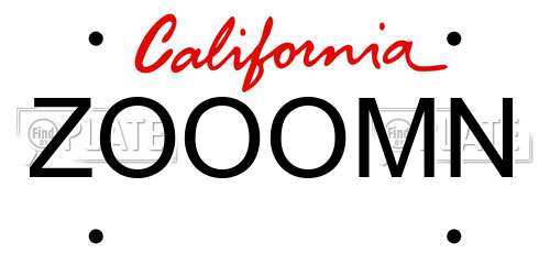 ZOOOMN California License Plate