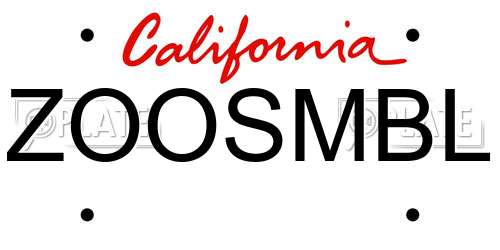 ZOOSMBL California License Plate