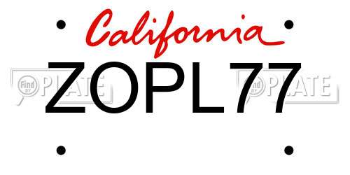 ZOPL77 California License Plate