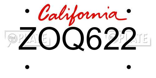ZOQ622 California License Plate